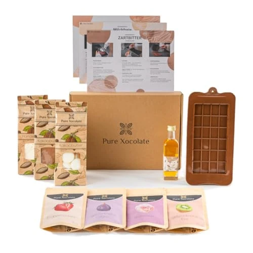 Offre limitée : Pure Xocolate Kit de chocolat DIY – Kit de fabrication de chocolat – Végétalien, sans lactose – Idée cadeau pour enfants, femmes et hommes – Avec moule en silicone et recettes de 35.95 € à 20.00 € (44% de remise)