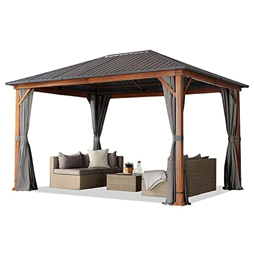 Zeitlich begrenztes Angebot: TOOLPORT Gartenpavillon 3x4 m Holzoptik, Stahldach Hardtop 4 Seitenteile in grau von 1395.00 € auf 1250.00 € (10% Rabatt)
