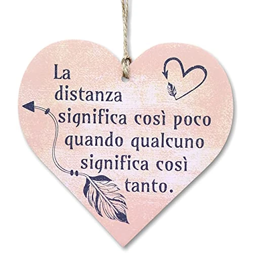 Offre limitée : CARISPIBET La distance signifie si peu | signe décoratif maison en forme de coeur 12 x 12 cm de 19.46 € à 19.46 € (0.00% de remise)