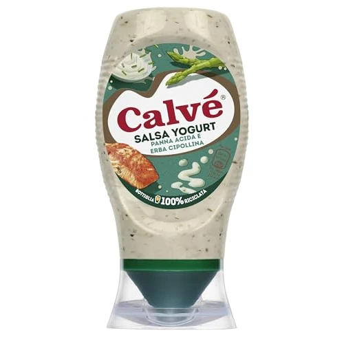Calvé Salsa Yogurt, 250 ml, Salsa Yogurt con Panna Acida e Erba Cipollina, Ideale con Pesce, Verdure, Insalate e Piatti Estivi, Senza Glutine