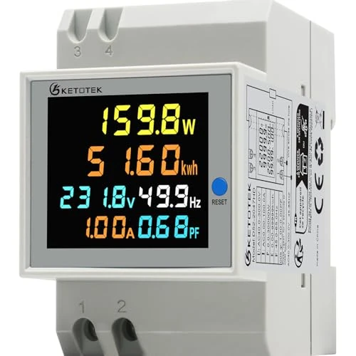 Limited-time offer: KETOTEK Single Phase Energy Meter Din Rail Electricity Usage Monitor AC 40-300V 100A Voltmeter Ammeter Watt Kwh Frequency Power Meter Built-in CT 110V from $26.99 to $26.99 (save 0.00%)
