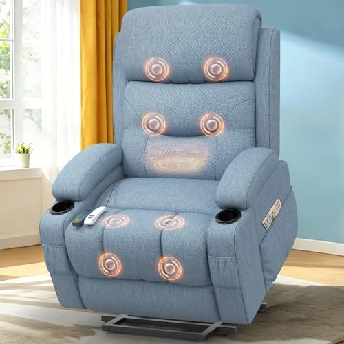 Oferta limitada: Srfzluxy Sillón reclinable con función masaje y calefacción, sillón elevable para ancianos con puertos Type-C y USB, 4 bolsillos laterales, 2 portabebidas, sillón reclinable Rise para salón de 341.99 € a 324.89 € (ahorro 5%)