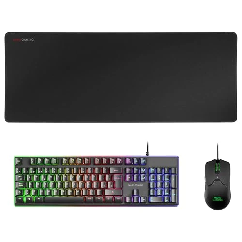 Offre limitée : Mars Gaming MCPXBES, ES, Combo H-Mech Clavier + Souris Ultralégère + Tapis de Souris XXL, Noir de 38.47 € à 38.47 € (0.00% de remise)