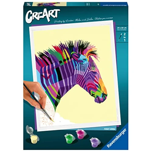 Offerta a tempo: Ravensburger - Creart Adulti Zebra | Dipingere Con I Numeri Adulti | Paint By Numbers | Quadro Da Dipingere Con Numeri Include Vernice - 65% da 19.90 € a 7.05 €