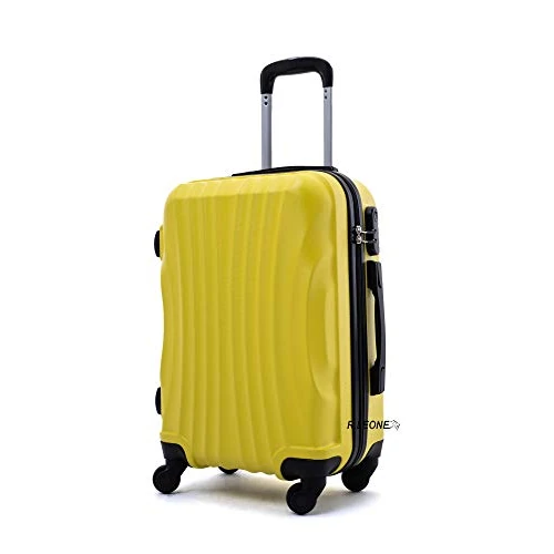R.Leone Maleta con ruedas para equipaje de mano, 55 x 40 x 20 cm, rígida, ultraligera, de ABS, 4 ruedas, autonomía 3N (modelo 2037, amarillo)