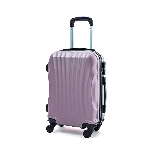 R.Leone Trolley Suitcase Hand Luggage 55x40x20 cm Ultra-light ABS 4 Wheels Autonomous 3N (Model 2037, Rose Gold)