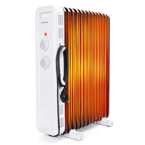 Hubery olieradiator, 13 elementen, 2500 W, 3 standen en instelbare thermostaat, oververhittings- en kantelbeveiliging, energiebesparend.