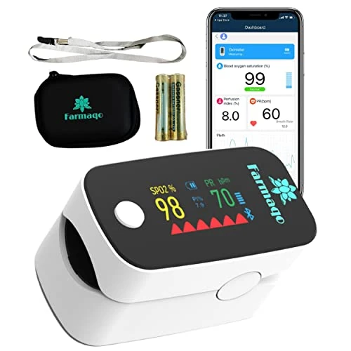 Pulsioxímetro de Dedo Profesional con Aplicación Bluetooth – Medidor de Oxígeno en Sangre y Pulso con Precisión, Oxímetro Digital Portátil para niños y adultos