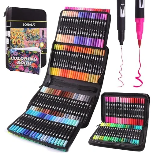Offerta a tempo: Bonala 132 Brush Pen Lettering Pennarelli a Doppia Punta Artistici con Punta a Pennello per Calligrafia Colorazione, Disegno, Pittura per Adulti - 0.00% da 31.99 € a 31.99 €