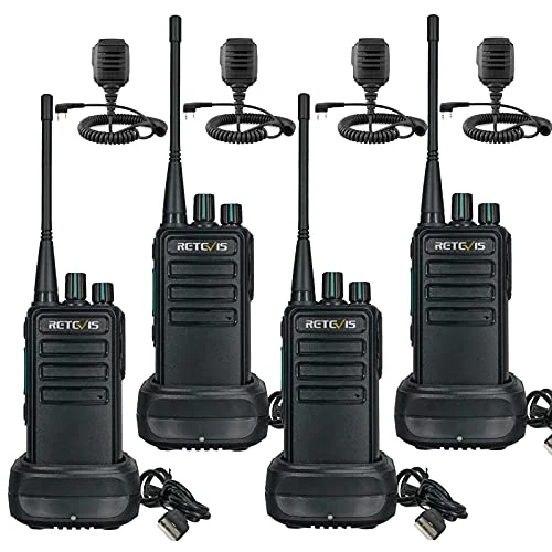 Offerta a tempo: Retevis RB629 Walkie-Talkie, PMR446 Robusta Ricetrasmittenti Professionali, Copia Wireless, VOX, Radio di Sicurezza Walkie Talkie per Adulti con Microfono Altoparlante per Scuola (4 Pezzi, Nero) - 39% da 65.51 € a 39.99 €