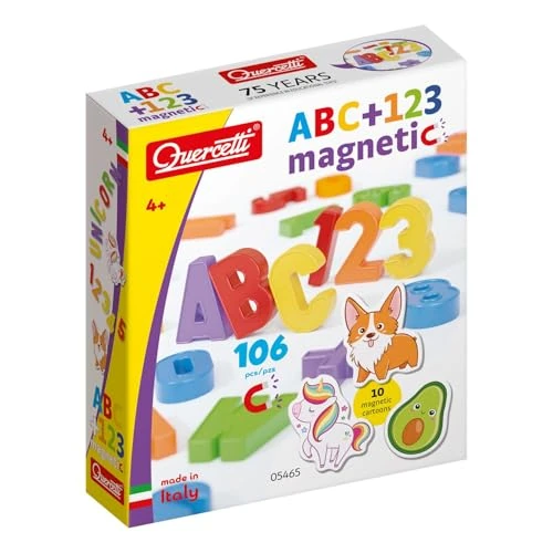 Offerta a tempo: Quercetti ABC 123 Magnetic, Lettere e Numeri Magnetici per Bambini, Calamite Giochi Educativi 4 Anni, per Lavagna Magnetica, Giochi Magnetici per Bambini, Made in Italy - 10% da 16.58 € a 14.90 €