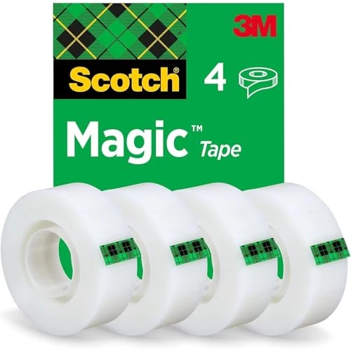 Scotch Nastro adesivo Magic - 4 Rotoli da 19 mm x 33 m - Nastro Trasparente Opaco e Scrivibile Ottimo per Casa, Ufficio e Scuola