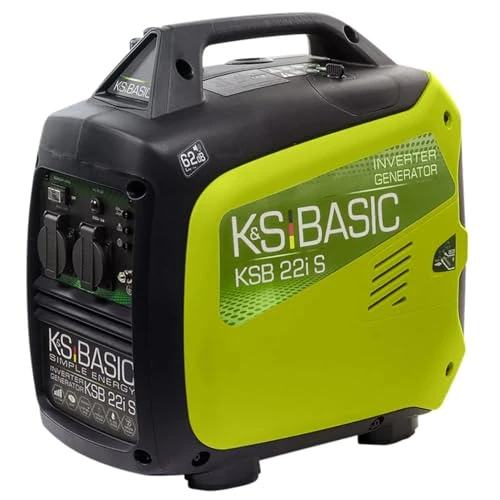 Offerta a tempo: K&S BASIC KSB 22i S Generatore inverter 2000 W 4 Tempi Portatile Benzina Silenzioso per Campeggio Camper Pesca Caravan con Modalità Eco, 2x230 V Prese, Rame, Compatto Silenzioso Leggero - 5% da 339.00 € a 322.05 €