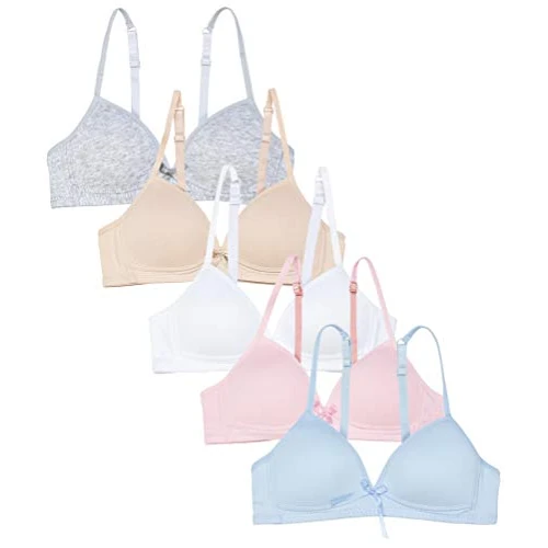 Offerta a tempo: Channo Reggiseno Top Base per Ragazze in Cotone Senza Ferretto Colori Semplici Spalline Regolabili Coppa A - Confezione da 5, Nuovo, 3A - 0.00% da 25.99 € a 25.99 €