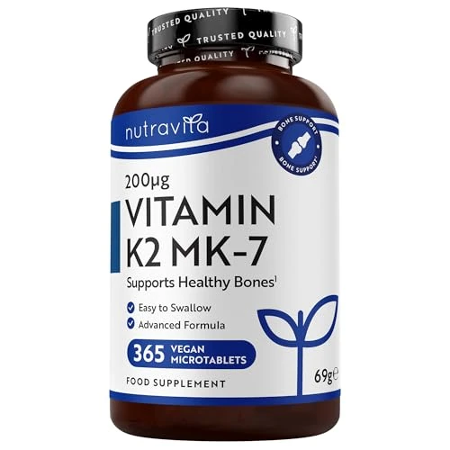 Oferta limitada: Nutravita Vitamina K2 MK-7 200mcg - 365 Microcomprimidos Veganos (no Cápsulas) - Ayuda a Mantener los Huesos Normales - Menaquinona MK7 de Alta Potencia - Fabricado en el Reino Unido de 20.99 EUR a 17.84 EUR (ahorro 15%)