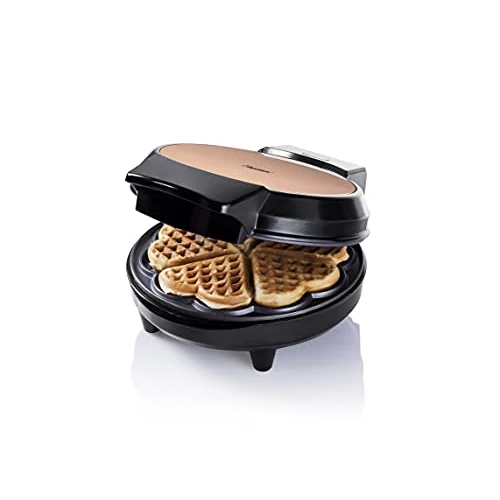 Limitiertes Angebot: Bestron Waffeleisen für klassische Herzwaffeln, Waffelautomat mit Antihaftbeschichtung für Waffeln in Herzform, 700 Watt, Farbe: Kupfer von 24.99 EUR auf 15.29 EUR (Spare 39%)