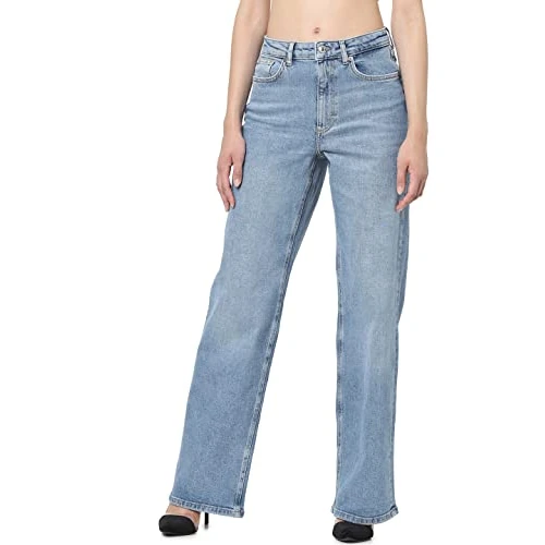 ONLY Women's ONLJUICY Life HW Wide Leg NAS365 NOOS Jeans, Medium Blue Denim/Detail:NAS365, 28 / "34