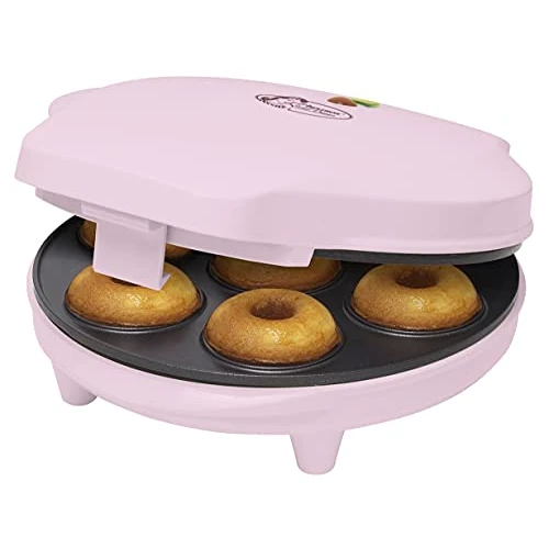 Offerta a tempo: Bestron macchina per ciambelle elettrica, Donut Maker per 7 ciambelle piccole, incl. antiaderente & indicatoro luminso, 700 watt, colore: Rosa - 8% da 24.99 € a 22.99 €