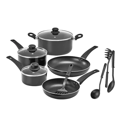 Oferta limitada: bella Juego de utensilios de cocina, 12 ollas y sartenes con utensilios, antiadherente sin PFOA, superficie de cocción resistente a los arañazos, compatible con todas las estufas, nailon y aluminio, de 49.99 EUR a 49.99 EUR (ahorro 17%)