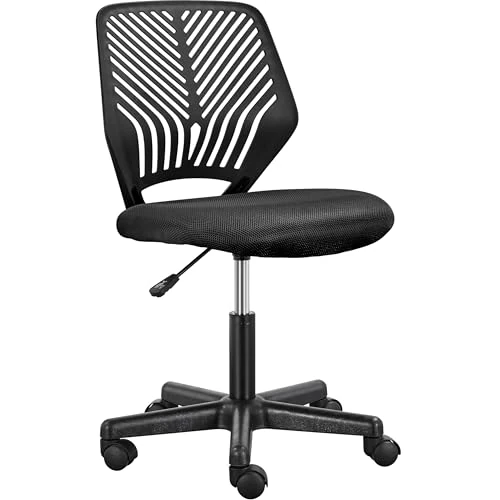 Yaheetech Chaise de Bureau Ergonomique Chaise Pivotante Hauteur Réglable Sans Accoudoirs Siège Maille Noir