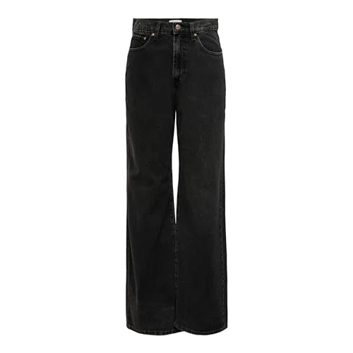 ONLY Women's ONLHOPE EX HW Wide DNM ANA129 NOOS Jeans, Black Denim, 30/30