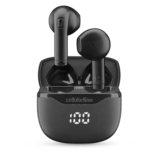 Offerta a tempo: cellularline CORE Auricolari Bluetooth True Wireless con Custodia di Ricarica, Display LED, 16 Ore Play Time, Controlli Touch, Autopairing, Nero - 40% da 24.95 € a 14.95 €