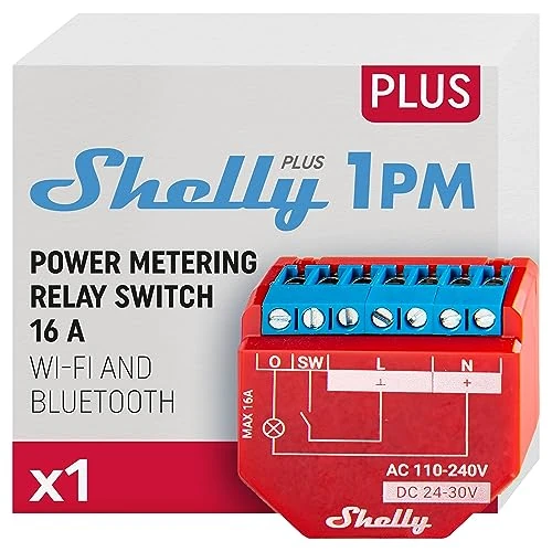 期間限定オファー: Shelly Plus 1PM, Domotique, Commutateur de Relais Wi-FI, 110-240 V 16 A, Contrôle Depuis Cloud & Application, Compatible Amazon Echo & Google Home, Compteur électrique, Installation Murale 通常価格 18.86 JPY セール価格 16.18 JPY (割引 14%)