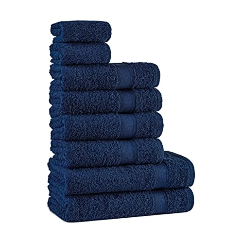 Zeitlich begrenztes Angebot: Tuiste Handtücher Set Blau Navy Blau |%100 Baumwolle Handtuch Set 8 Teilig | 2X Badetücher (70x140), 4X Handtücher (50x90), 2X Gästetücher (30x50) | Weich und Saugstark | Farbe : Dunkleblau von 34.99 € auf 34.99 € (0.00% Rabat