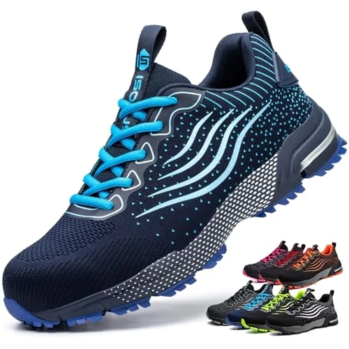 Offerta a tempo: Scarpe Antinfortunistiche Uomo Donna Scarpe da Lavoro Leggere Traspiranti Scarpe da Cantiere con Punta in Acciaio Blu 38 - 19% da 49.99 € a 40.37 €