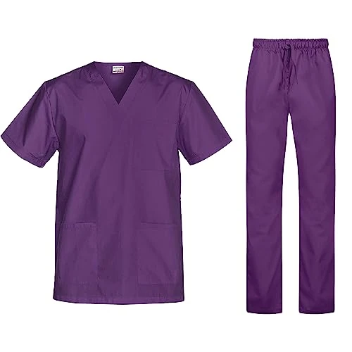 Offerta a tempo: B-well Cesare Uniforme Sanitaria Donna e Uomo Unisex Set con Camice e Pantalone, viola mirtillo, M - 0.00% da 29.42 € a 29.42 €