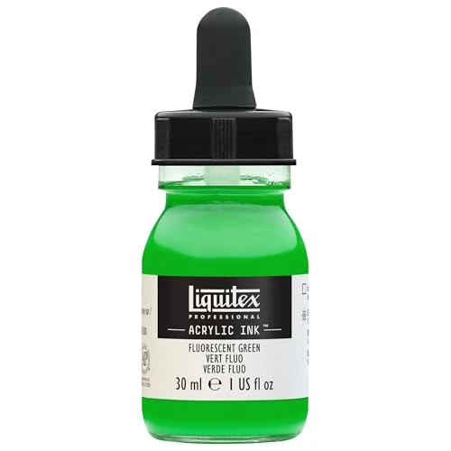 Offerta a tempo: Liquitex 4260985 Colori acrilici fluidi professionali, inchiostro ad inchiostro, 30 ml, colore aerografo ad alta pigmentazione - Verde fluorescente - 40% da 14.95 € a 8.95 €