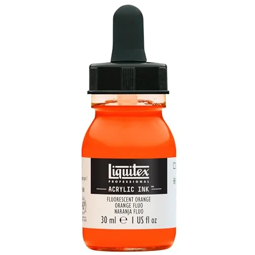 Offerta a tempo: Liquitex 4260982 Colori acrilici fluidi professionali, inchiostro ad inchiostro, 30 ml, colore aerografo ad alta pigmentazione - Arancio fluorescente - 13% da 8.50 € a 7.40 €
