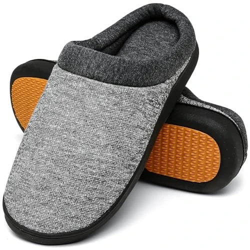Mishansha Men's Women's Warm Slippers Winter Memory Foam Plush Slippers Non-Slip Slippers Size 36-48, gray, 13.5 UK