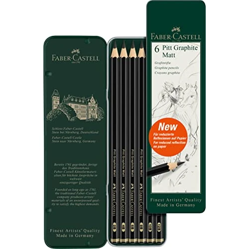 Limited-time offer: Faber-Castell Art & Graphic Pitt Graphite Matt Pencil, Tin of 6, for Craft, Drawing, Sketching, Home, School, University, Colouring from 10.22 £ to 8.64 £ (save 15%)