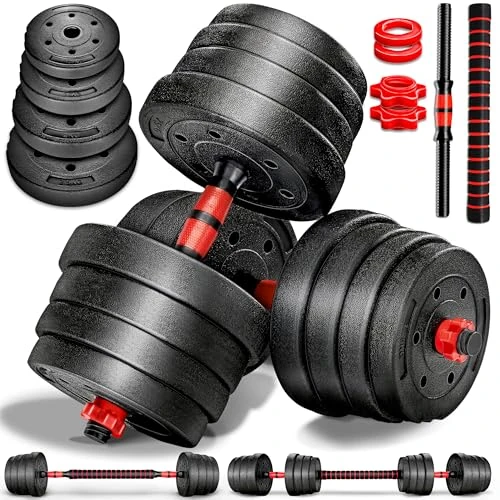 Offerta a tempo: RE:SPORT Set di manubri 2 in 1 30kg | regolabili corti e lunghi Chiusure a stella e tubo di collegamento - 31% da 64.99 € a 44.90 €