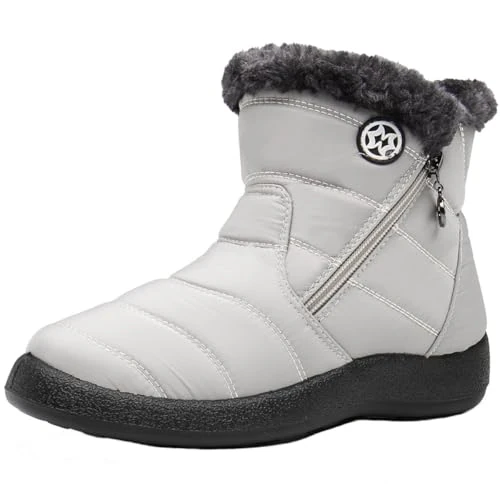 Eagsouni Winterstiefel Damen Winterschuhe Wasserdicht Warm Plush Gefütterte Schneestiefel Stiefeletten Winter Outdoors rutschfeste Stiefel Boots,Beige C,39 EU