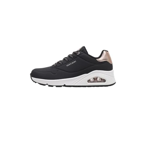 Limitiertes Angebot: Skechers Damen Uno Shimmer Away Sneaker, Black Durabuck Rose Gold Duraleather Trim, 37.5 EU von 89.95 EUR auf 52.99 EUR (Spare 41%)