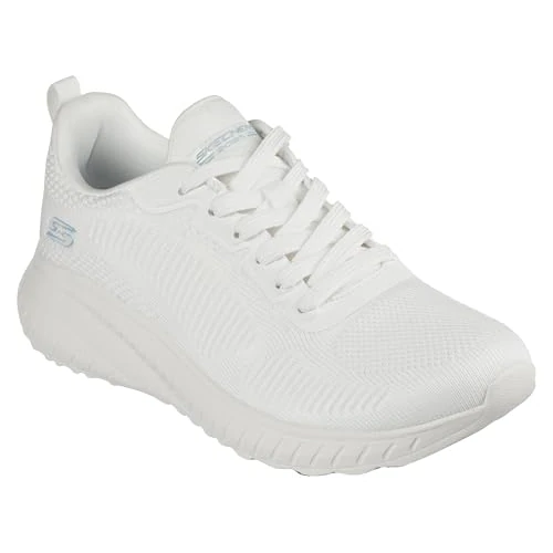 Skechers Femme Bobs Squad Chaos Face Off Basket, Tricot Technique Blanc, 36 EU