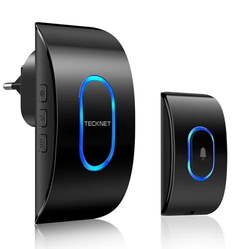 TECKNET Wireless Bluetooth Speaker, Portable Bluetooth Speaker with Stereo Sound for Phone Music Play, Rechargeable Doorbell with RGB Light 400M Coverage 100dB / Mute Mode for Visitor/Hearing People