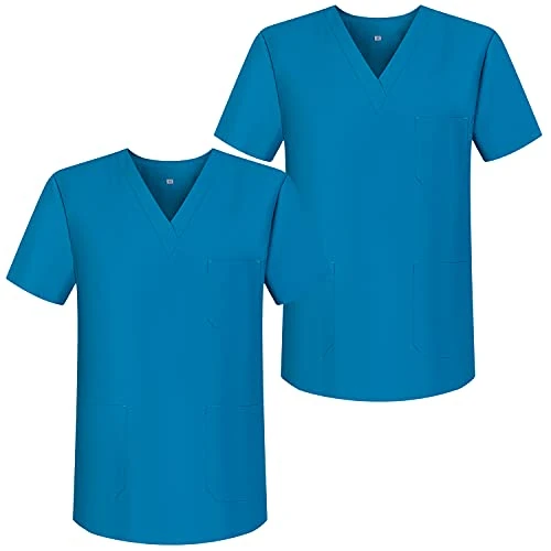 Misemiya - Pack*2 - VÊTEMENTS DE Travail Unisex COL PIC Manches Courtes Uniforme Clinique HÔPITAL - Ref.817 - XX-Large, Turquoise 68