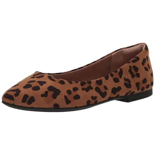 Amazon Essentials Ballerines Plates à Bout Pointu pour Femme, léopard Marron, Pointure 42