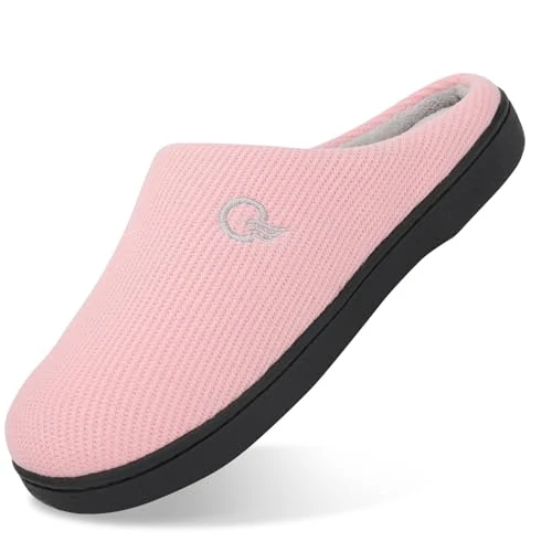 Mishansha Women's Two-Tone Memory Foam Home Slippers Women Warm Soft Comfortable Plush Lined House Slipper for Winter Indoor & Outdoor Pink 5/6 UK