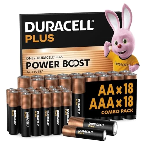 DURACELL Batterie Plus AA & AAA (Confezione combinata da 36) – Con POWER BOOST Actives – 0% di plastica nella confezione – Garanzia di 10 anni nell'ambiente di stoccaggio - MN150/ MN2400