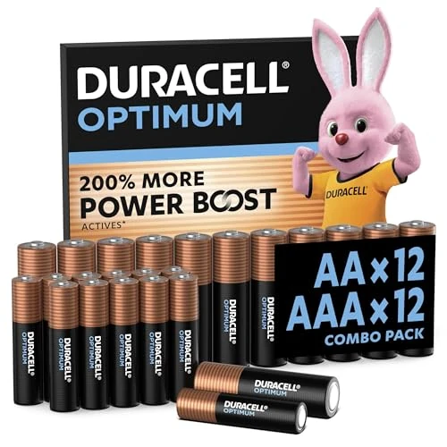 Oferta limitada: DURACELL Optimum Pilas AA&AAA (Paquete combinado de 24) – Pilas alcalinas 1,5 V – 200 % más de activos POWER BOOST – Para dispositivos modernos – Envase 100 % reciclable – MX1500 de 31.98 EUR a 31.02 EUR (ahorro 3%)