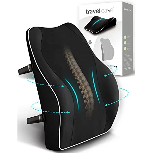 Offre limitée : Travel Ease Coussin de Soutien Lombaire Ergonomique, Support Dorsal en Mousse à Mémoire pour Siège de Voiture Chaise de Bureau, Dossier avec Revêtement Antistatique et Double Sangles Réglables, Noir de 41.99 € à 41.99 € (0.00% de remise)