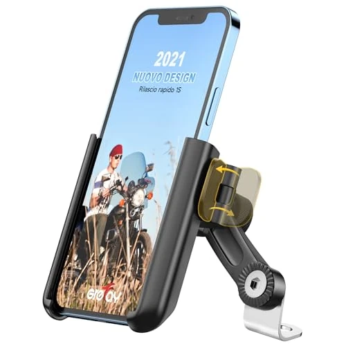 Grefay Supporto Telefono Moto Supporto Telefono Scooter Rotativo a 360° Rilascio Rapido Supporto Moto Telefono per 3,5-7,0 Pollici Smartphone Dispositivi