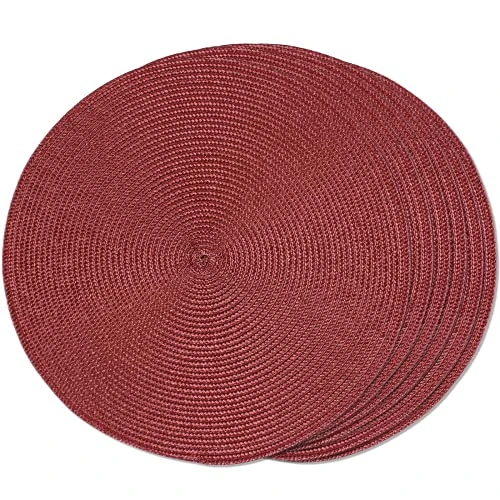 Offre limitée : FunWheat Lot de 6 Sets de Table Ronds tressés lavables antidérapants pour Table de Salle à Manger, 38 cm, Bordeaux de 20.68 € à 20.68 € (0.00% de remise)