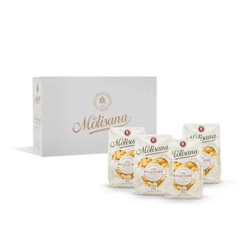 La Molisana, Kit Rigacuore - Confezione con 4 Pacchi da 500g di Rigacuore N. 1000, Pasta da Solo Grano Italiano Trafilata al Bronzo - Idee Regalo