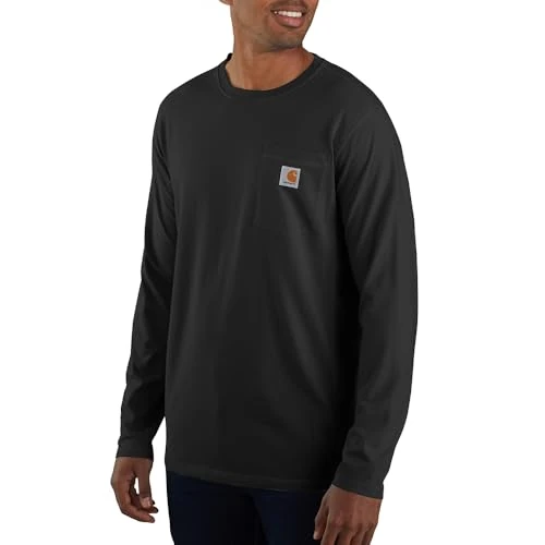 Offre limitee: Carhartt Force Relaxed Fit Midweight Long-Sleeve Pocket T-Shirt Utilitaire de Travail, Black, M pour des Hommes de 27.29 EUR a 19.49 EUR (economie 29%)
