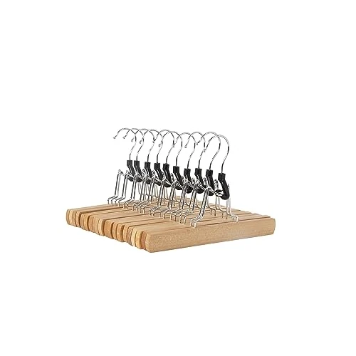 Limited offer: Amazon Basics Sturdy Wooden Pants Hangers - Natural, 10-Pack from 13.82 EUR to 13.82 EUR (save 0%)